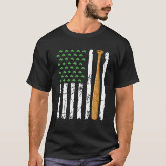 Retro American Flagga Baseball Sport St. Patrick's T Shirt