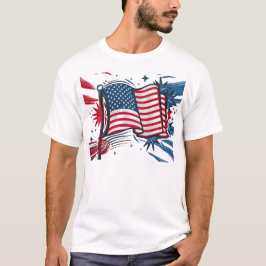 Retro American Flagga Burst T-Shirt