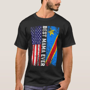 Retro American Flagga Congo Flagga Bästa Mamman nå T Shirt