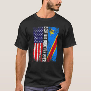 Retro American Flagga Congo Flagga Best Big Brothe T Shirt