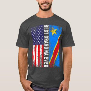Retro American Flagga Congo Flagga Best Grandma No T Shirt
