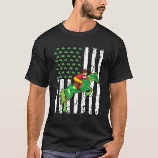 Retro American Flagga Equestrian Sport St. Patrick T Shirt