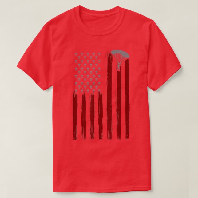 Retro American Flagga Fallskärm Gift for Skydiver  T Shirt (Design framsida)
