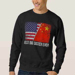 Retro American Flagga Flagga Best Big Sister Kväll Lång Ärmad Tröja