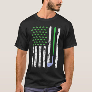 Retro American Flagga Golf Sport St Patrick S Day T Shirt