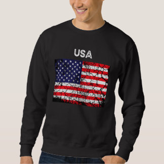Retro American Flagga Manar Kvinnor 4:e juli Vinta Lång Ärmad Tröja