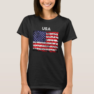 Retro American Flagga Manar Kvinnor 4:e juli Vinta T Shirt