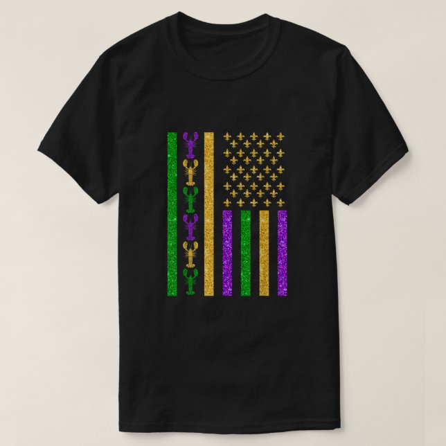 Retro American Flagga Mardi Gras USA flagga Mardi  T Shirt (Design framsida)