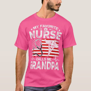 Retro American Flagga My Favorite Nurse kallar mig T Shirt