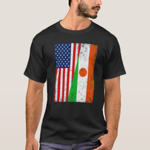 Retro American Flagga & Niger Flagga Patriotic T Shirt