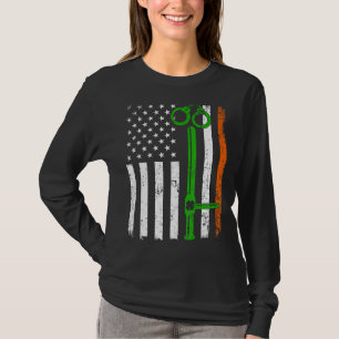 Retro American Flagga Police St patricks day Shamr T Shirt