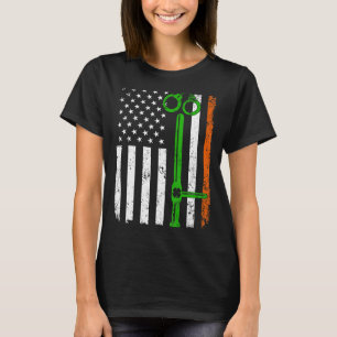 Retro American Flagga Police St patricks day Shamr T Shirt