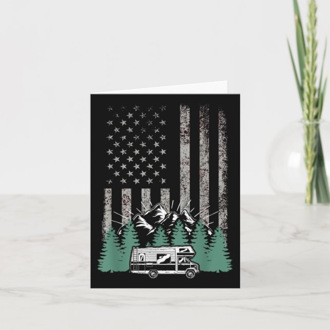 Retro American Flagga Rv där Camper Camping Gift R Kort (Framsida)