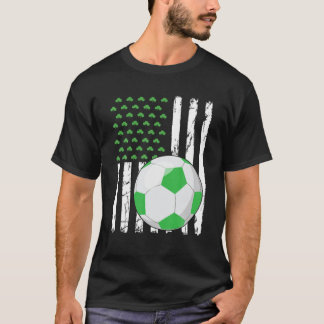 Retro American Flagga Soccer Sport St. Patrick's D T Shirt