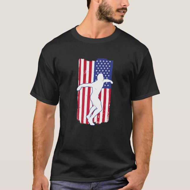 Retro American Flagga Thrower Shot P T Shirt (Framsida)