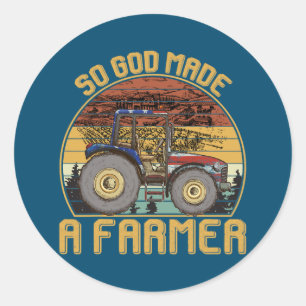 Retro American Flagga Tractor så Gud gjorde en jor Runt Klistermärke
