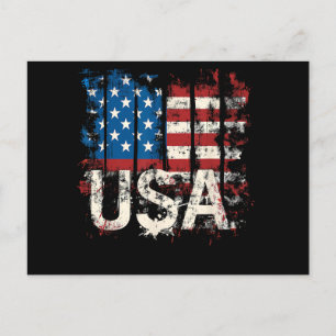 Retro American Flagga USA 4 juli Helg Vykort