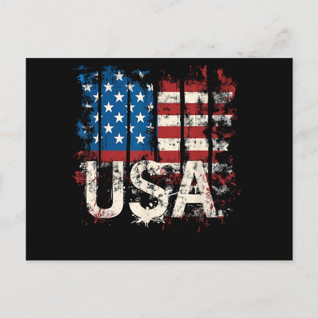 Retro American Flagga USA 4 juli Vykort (Framsida)