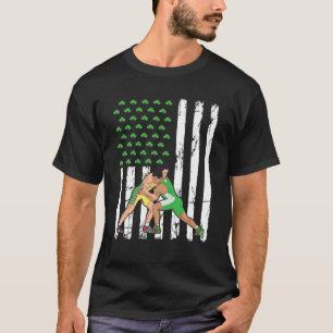 Retro American Flagga Wrestling Sport St. Patrick' T Shirt