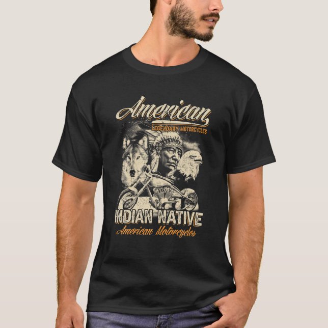 Retro American Legendary Motorcycles Indian Old Bi T Shirt (Framsida)