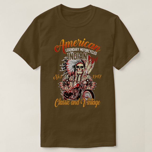 Retro American Motorcle Indian for Old Biker T Shirt (Design framsida)