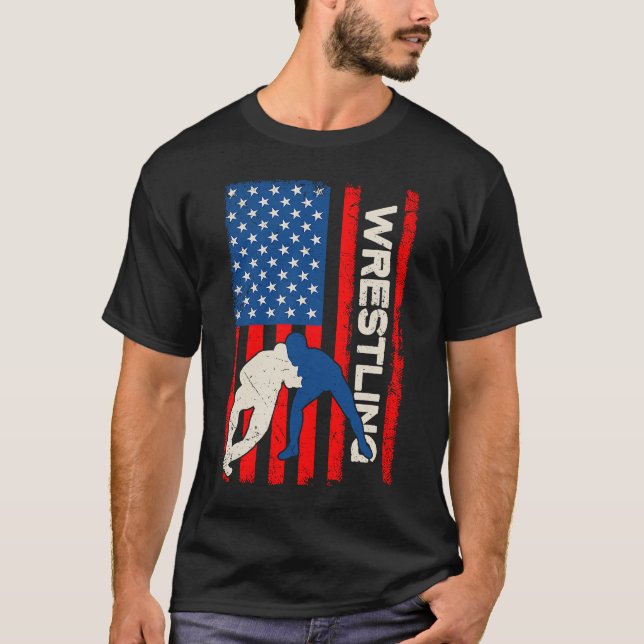 Retro American Patriotic Wrestling Apparel US US F T Shirt (Framsida)