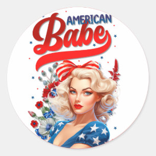 Retro American Pinup_ American Babe Runt Klistermärke