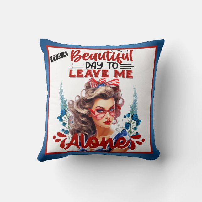 Retro American Pinup - det är en vacker dag Kudde (Baksida)