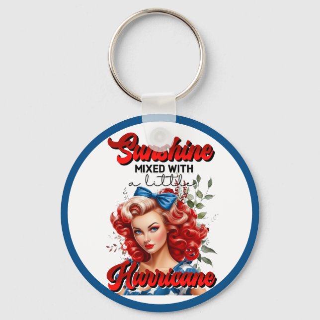 Retro American Pinup_ Sunshine Mixed Nyckelring (Framsida)