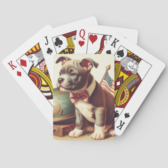 Retro American Pit Bull Terrier Painting Casinokort (Baksidan)