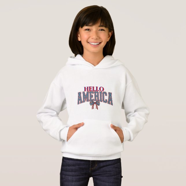 Retro American Pride Hoodie. T Shirt (Hel framsida)