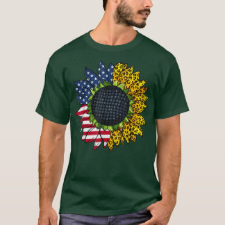 Retro American Solros Patriotic Leopard 4:e av T Shirt