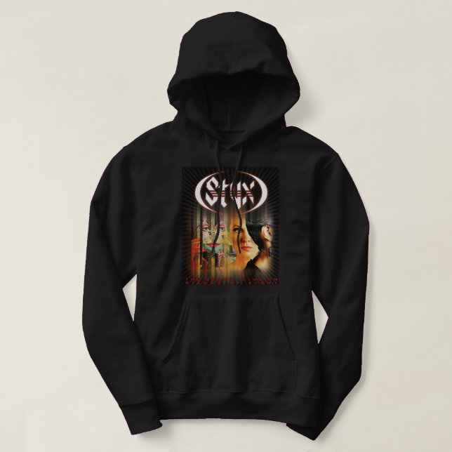 Retro american sten-bandstixpresenten fläkt Essent Hoodie (Design framsida)