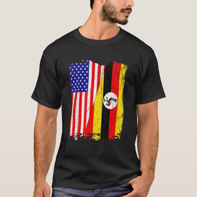 Retro American Uganda Flagga Manar Women Patriotic T Shirt (Framsida)