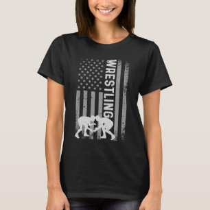 Retro American Wrestling Apparel US Flagga Wrestli T Shirt