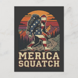 Retro Amerikansk Bigfoot Sasquatch Natur Vykort