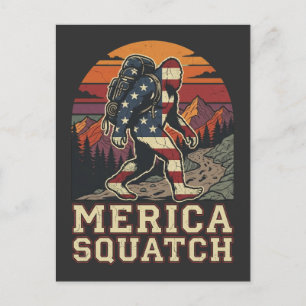 Retro Amerikansk Bigfoot Sasquatch Natur Vykort
