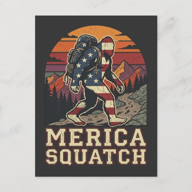 Retro Amerikansk Bigfoot Sasquatch Natur  Vykort (Framsida)
