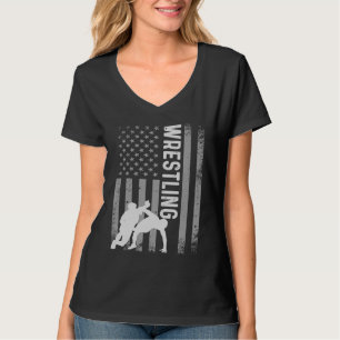 Retro amerikansk brottningskläder US Flag brottnin T Shirt