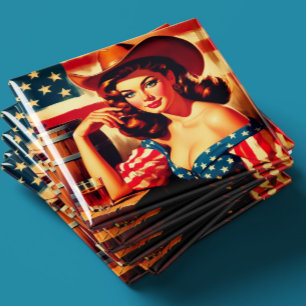 Retro Amerikansk Cowgirl Pinup Magnet