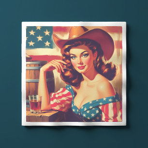 Retro amerikansk cowgirl pinup pappersservett