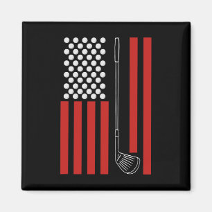 Retro amerikansk flagg-golfpresent För golfare Rol Magnet