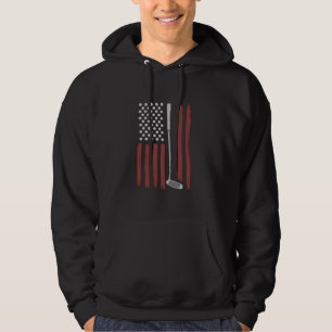 Retro amerikansk flagga golf golfare rolig golfklu hoodie