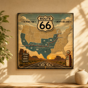 Retro Amerikansk Landsvägsresa Konst Poster