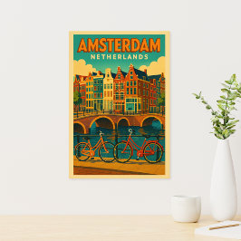 Retro Amsterdam Nederländerna Fototryck