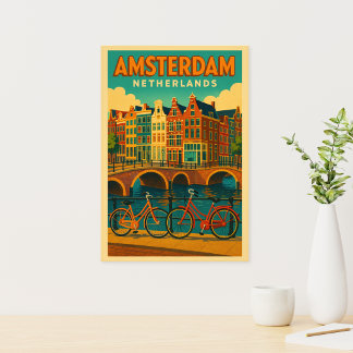 Retro Amsterdam Nederländerna Fototryck