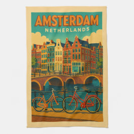Retro Amsterdam Nederländerna Kökshandduk