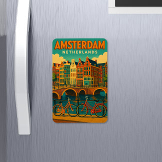 Retro Amsterdam Nederländerna Magnet