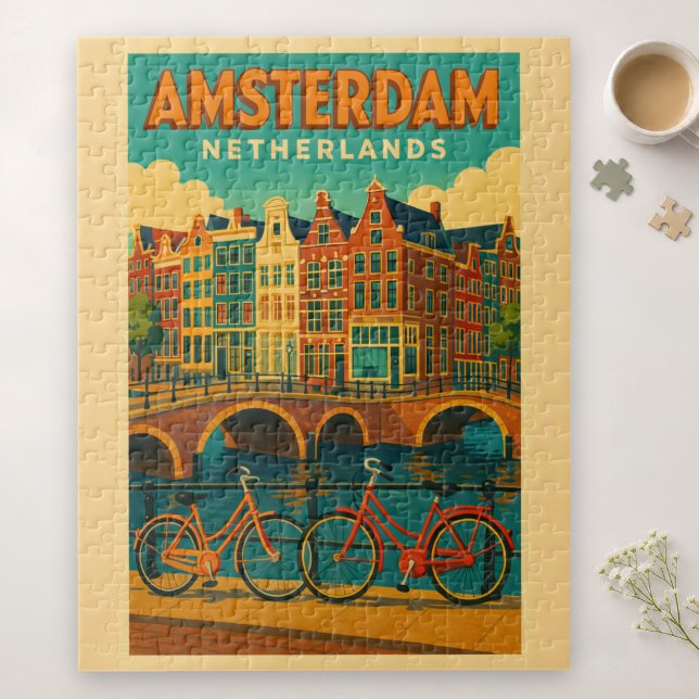 Retro Amsterdam Nederländerna Pussel (Skapare uppladdad)