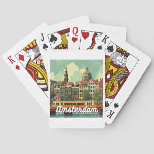 Retro Amsterdam Skyline Casinokort